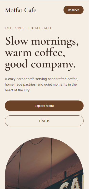 The Corner Cafe website preview