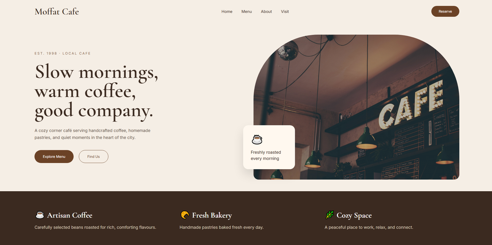 The Corner Cafe website preview